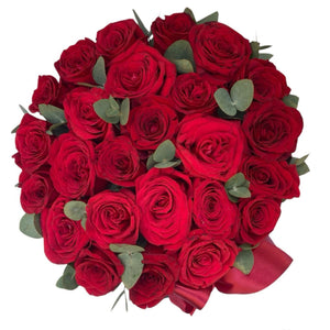 Vörös rózsa box 25 szál vörösrózsából