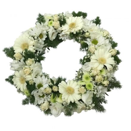 Görög koszorú fehér virágokból 30 cm